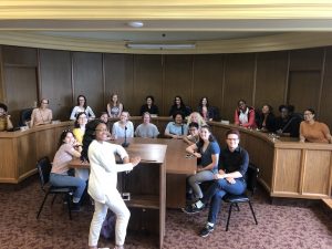 Summer interns gathered in city council chamber